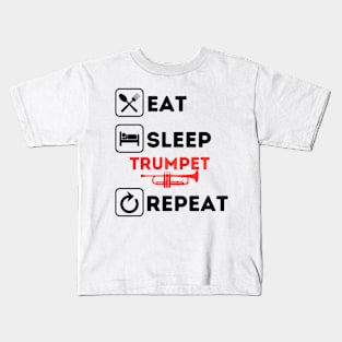 Funny eat sleep trumpet repeat Kids T-Shirt